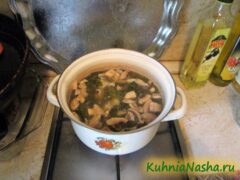 Щавелевый суп с грибами