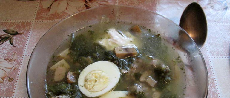 Щавелевый суп с грибами
