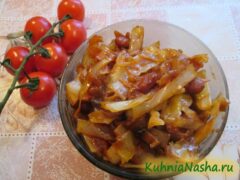 Капуста тушеная с фасолью и грибами